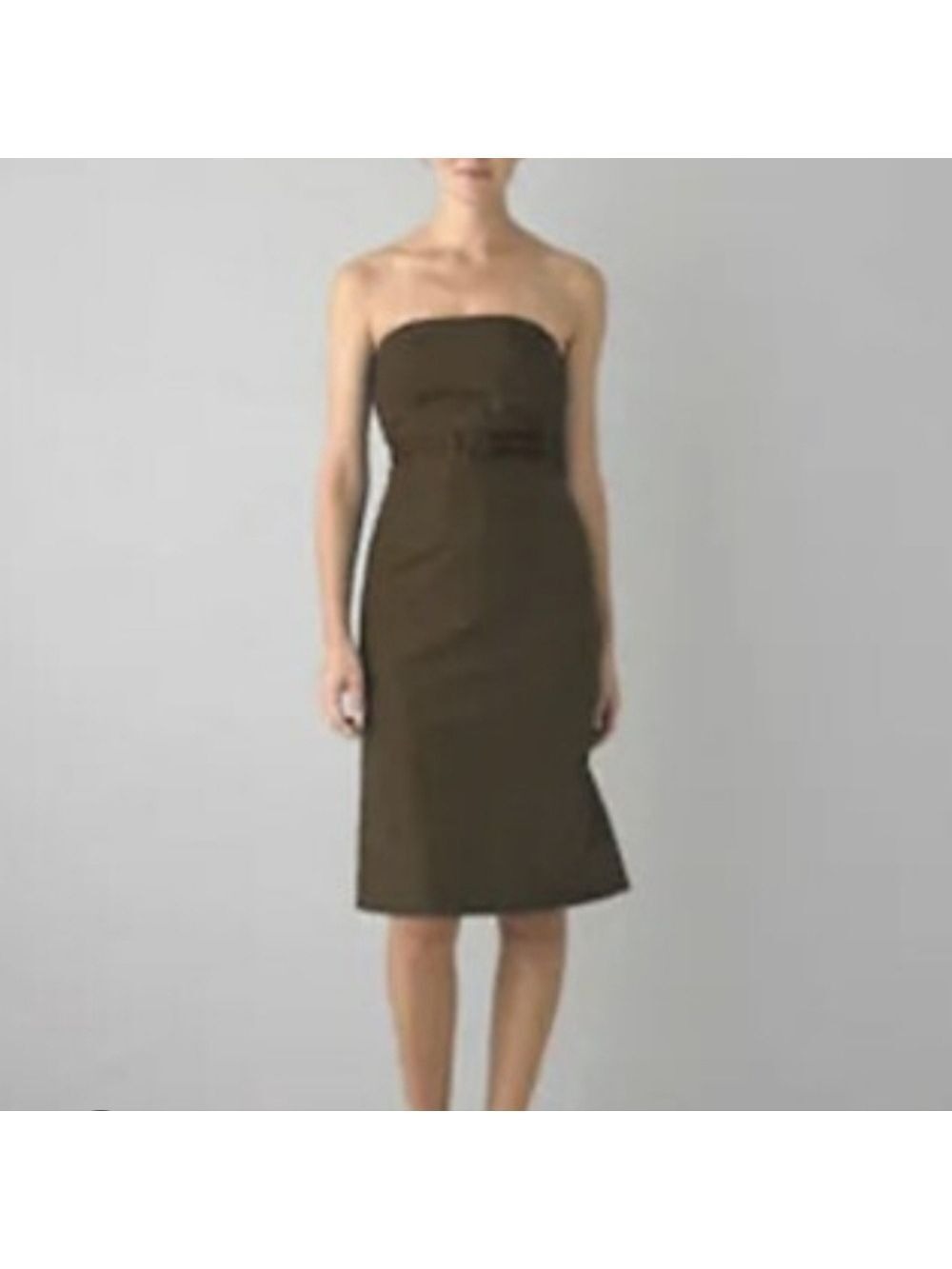 J Crew Emma Women's Silk Dress Size P10 Brown Silk Faille Bow Strapless‎ Zipper